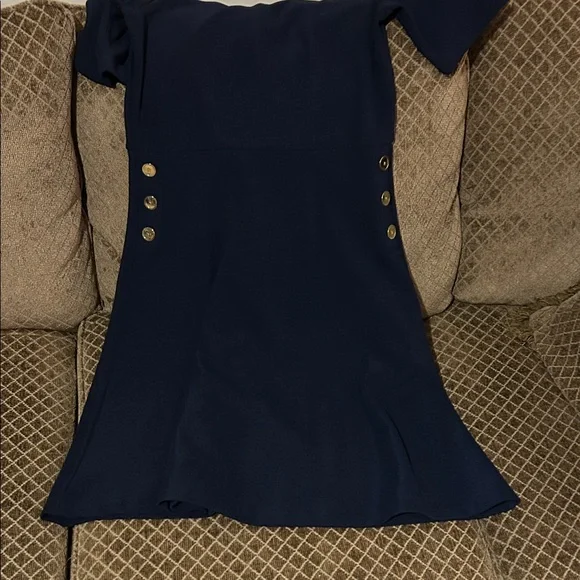 Ann Taylor Factory Navy Dress size 8 with Button Accents - Picture 4 of 5